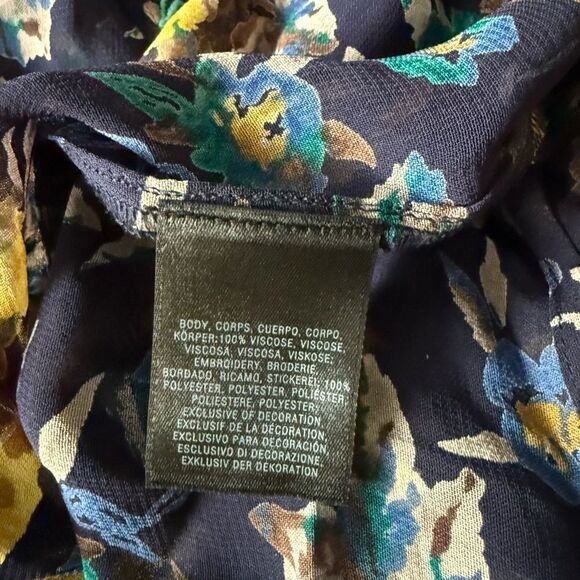 Meadow Rue Strasser Embroidered Peasant Blouse Small Blue Anthropologie XXS - Picture 9 of 13